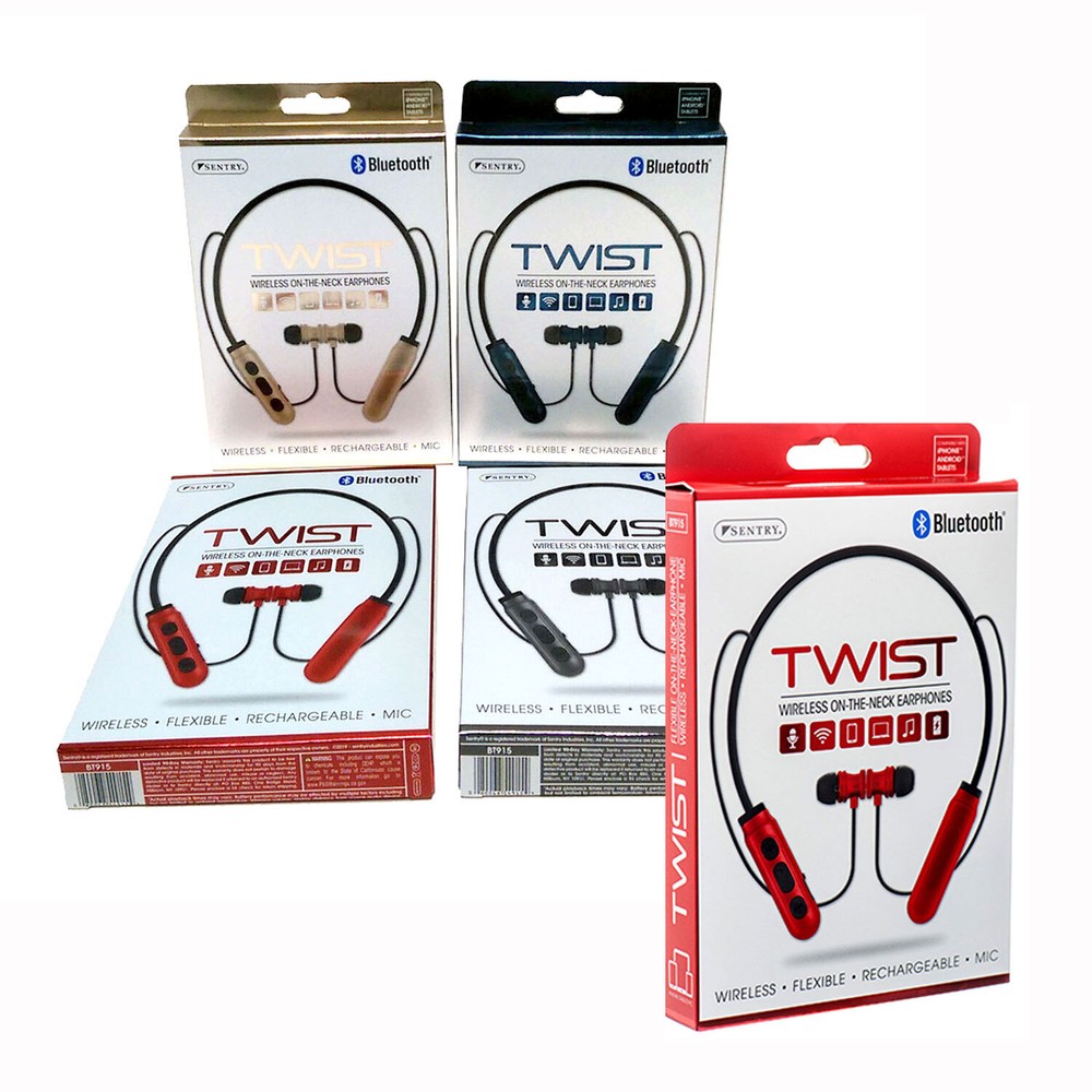 Sentry Bluetooth Twist Neckband Wireless Earbuds New