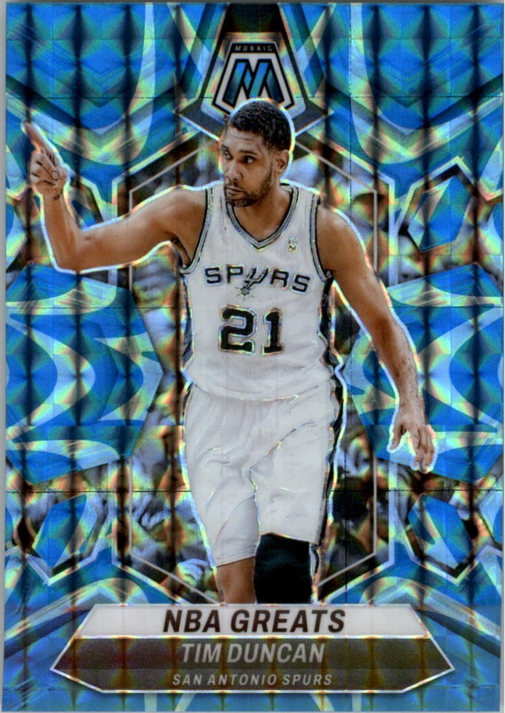 2023-24 Panini Mosaic - NBA Greats Reactive Blue Mosaic Prizm #291 Tim Duncan