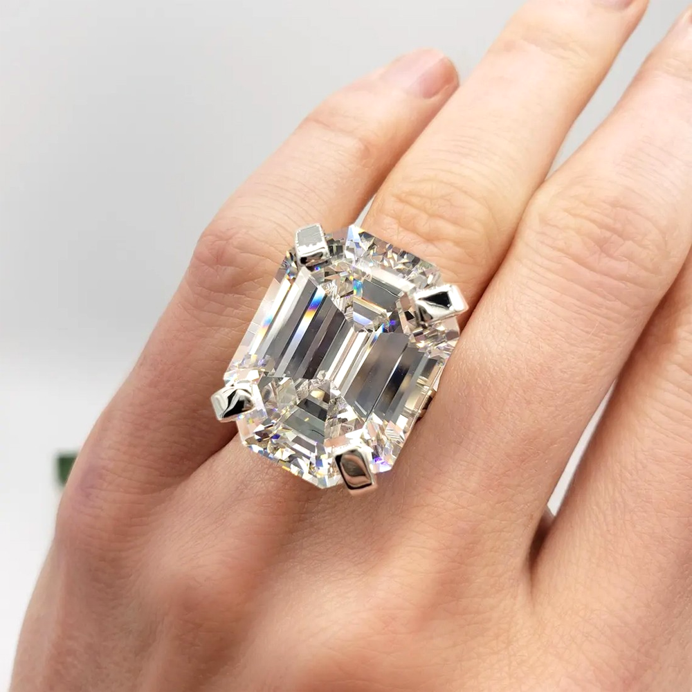 RARE 23 Ct Certified White Treated Diamond Solitaire Ring In 925 Silver