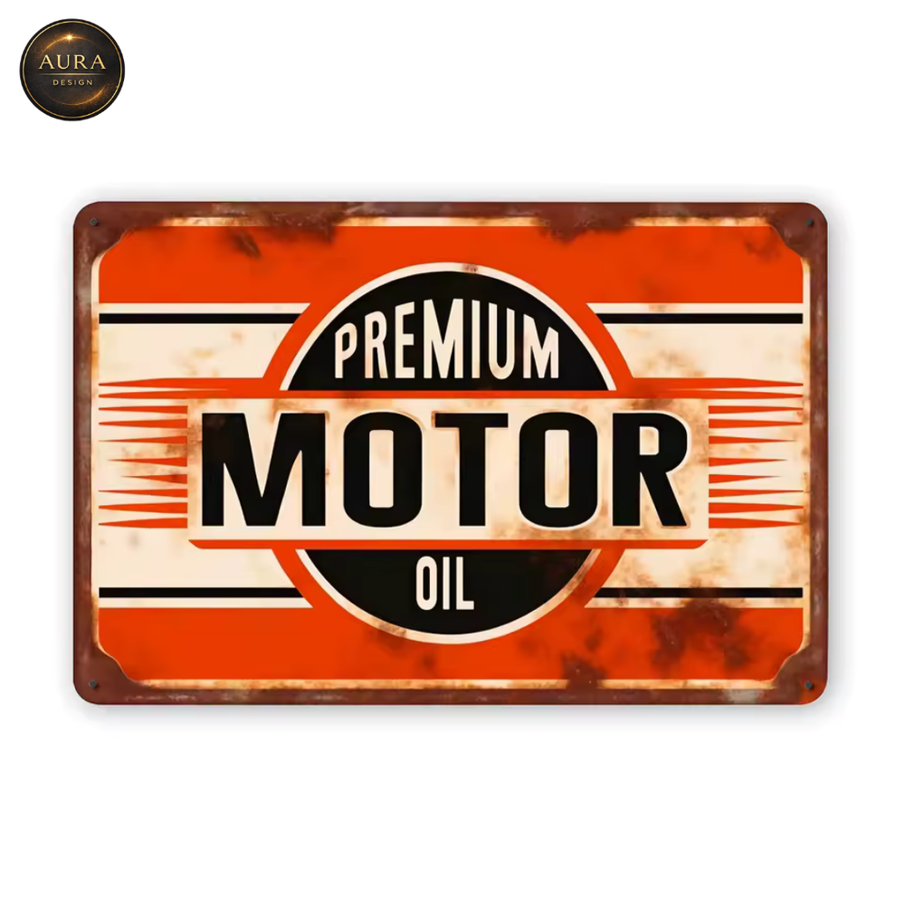 Premium Motor Oil Metal Decorative Plaque - Vintage Wall Art Poster