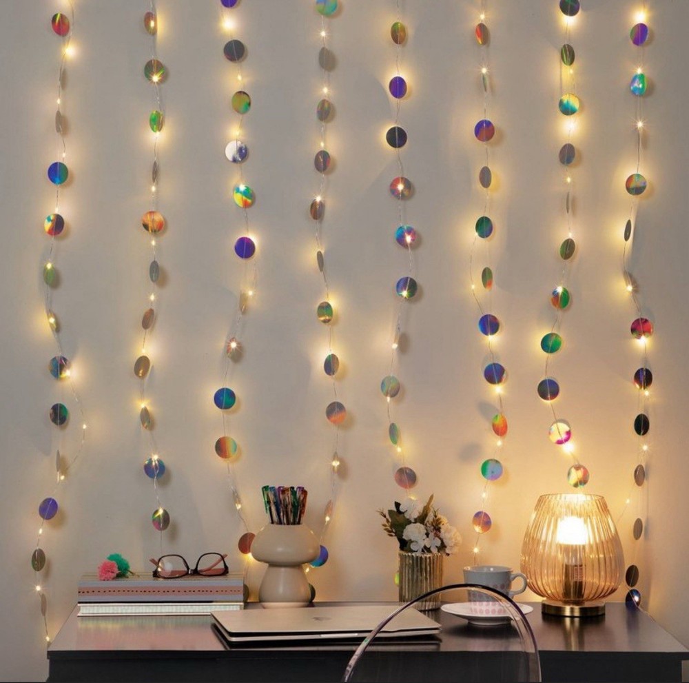 Iridescent Dot Curtain String Lights for Teens by West & Arrow