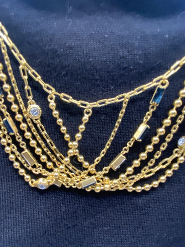 COACH Gold Multi Strand Pave Necklace