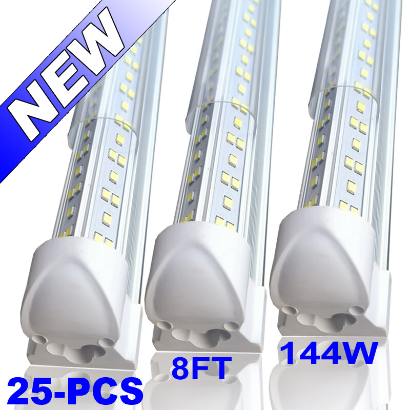 25PCS 8ft LED Shop Light 144W T8 Linkable LED Light Fixture For Garage Warehouse