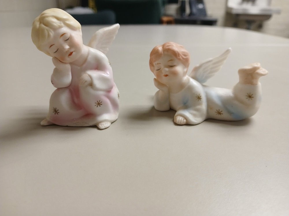 Vintage Schmid Brothers Porcelain Sleeping Angels Ceramic Set Made in Japan