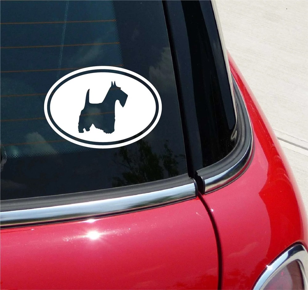 Euro Scottish Terrier Scottie Graphic Decal Sticker Car Wall Oval NOT Two Colors