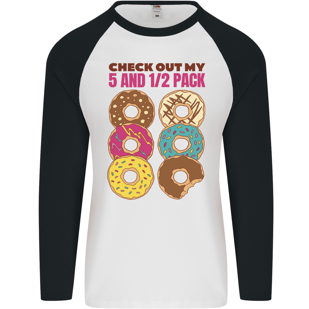 Check Out My 5 1/2 Pack Funny Donut Food Gym Mens L/S Baseball T-Shirt