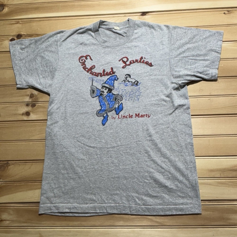Vintage 80s Uncle Marty’s Enchanted Parties Wizard Parody Single Shirt - Large