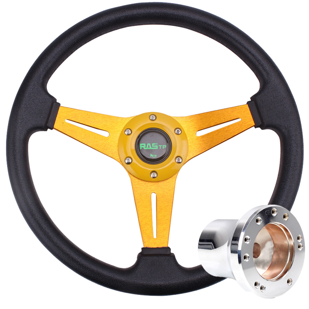 14INCH Gold Golf Cart Steering Wheel+Silver Hub Adapter for Club Car Precedent