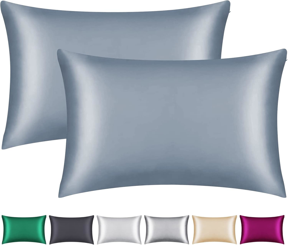 100% Mulberry Silk Pillowcase 2 Pack for Hair and Skin,with Hidden Zipper,Both &