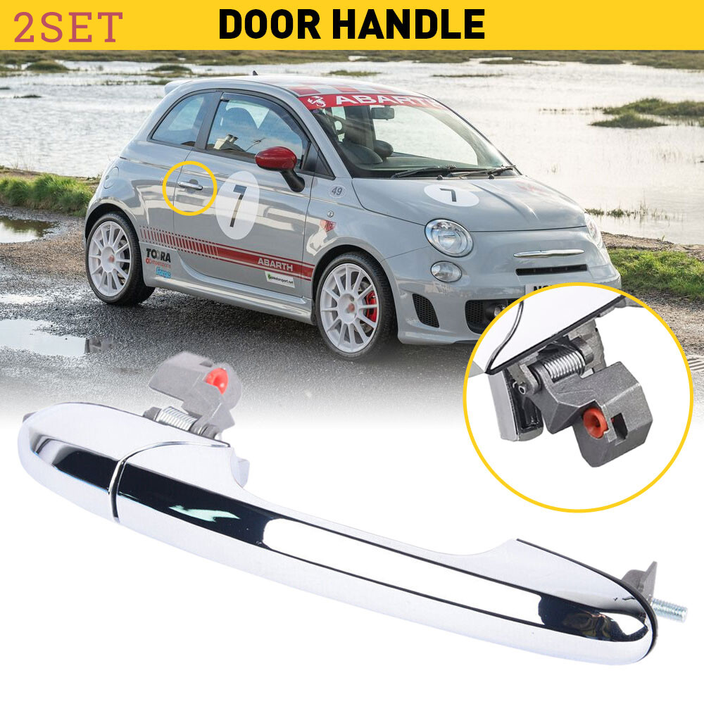 2set Door Handle Front Passenger Right Side Chrome Right Hand For Fiat 500 68069