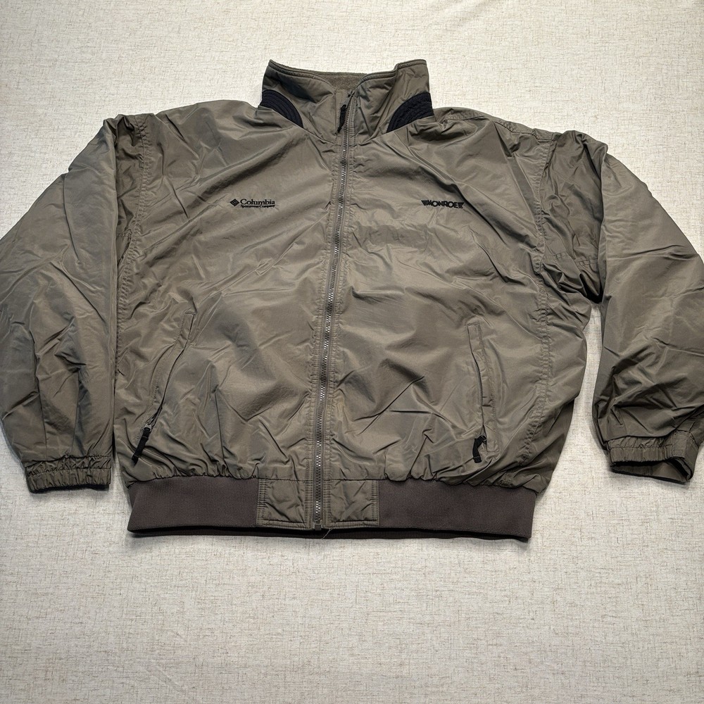 VTG Columbia Fleece-Lined Windbreaker Jacket for Men Taupe Brown Size XL