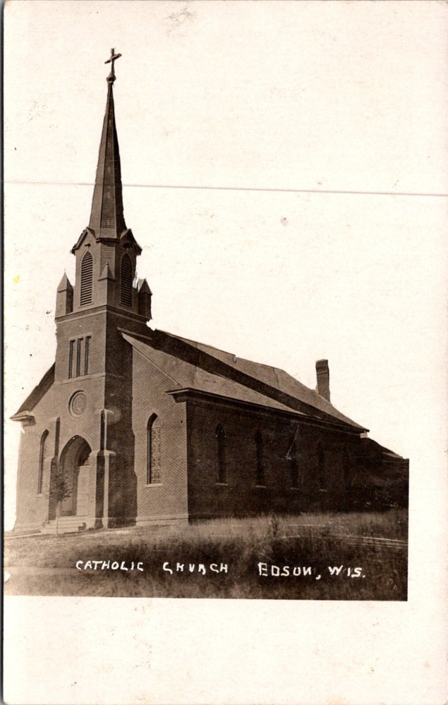 Edson Wisconsin View of the Catholic Church  Religion Parish c.1907-1909   23389