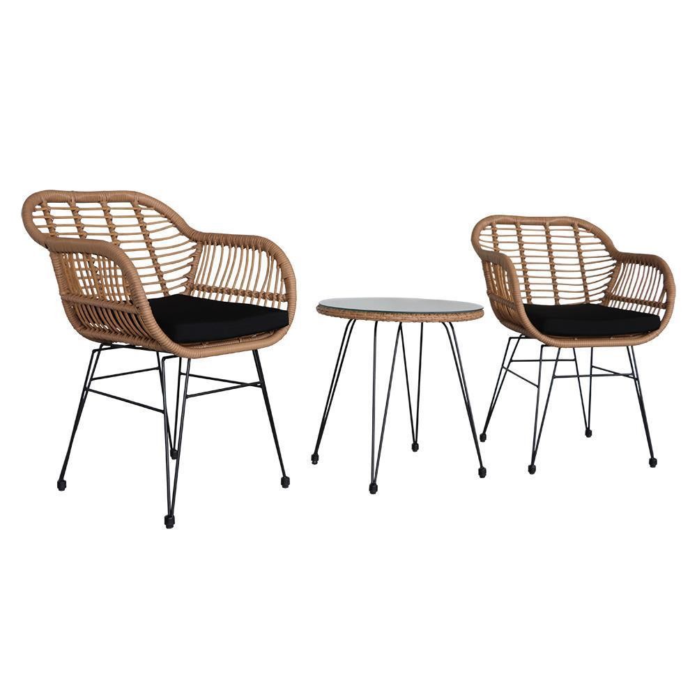 3Pack Garden Wicker Rattan Patio Outdoor Furniture Conversation Bistro Set