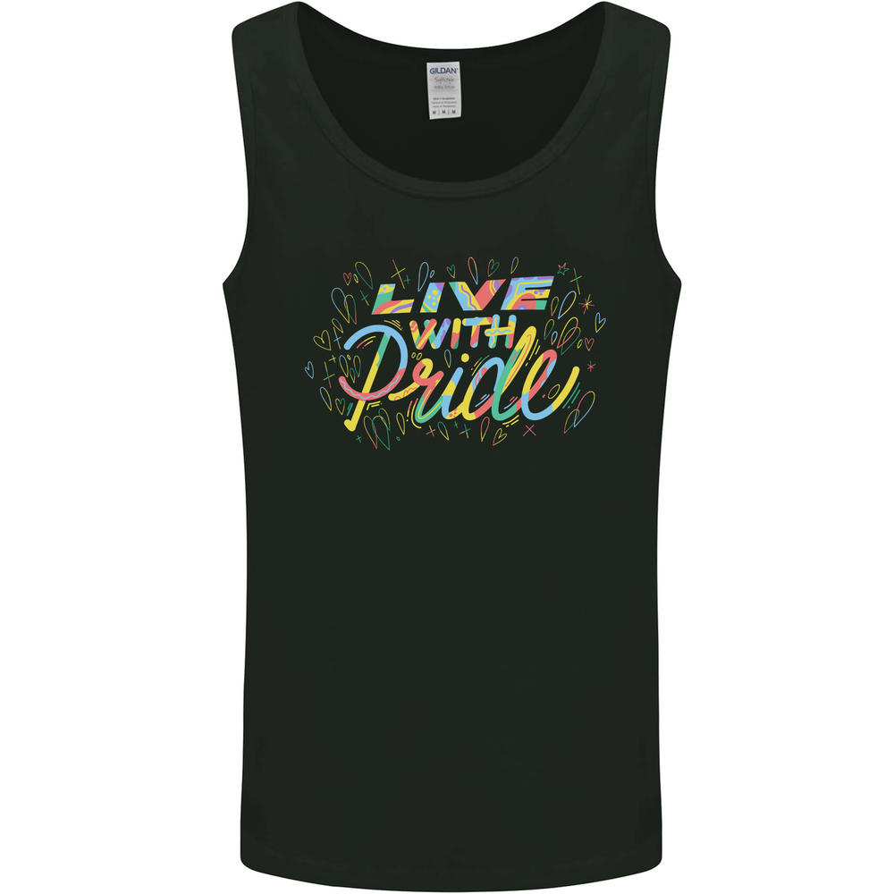 Live with Pride LGBT Awareness Day Gay Mens Vest Tank Top-image