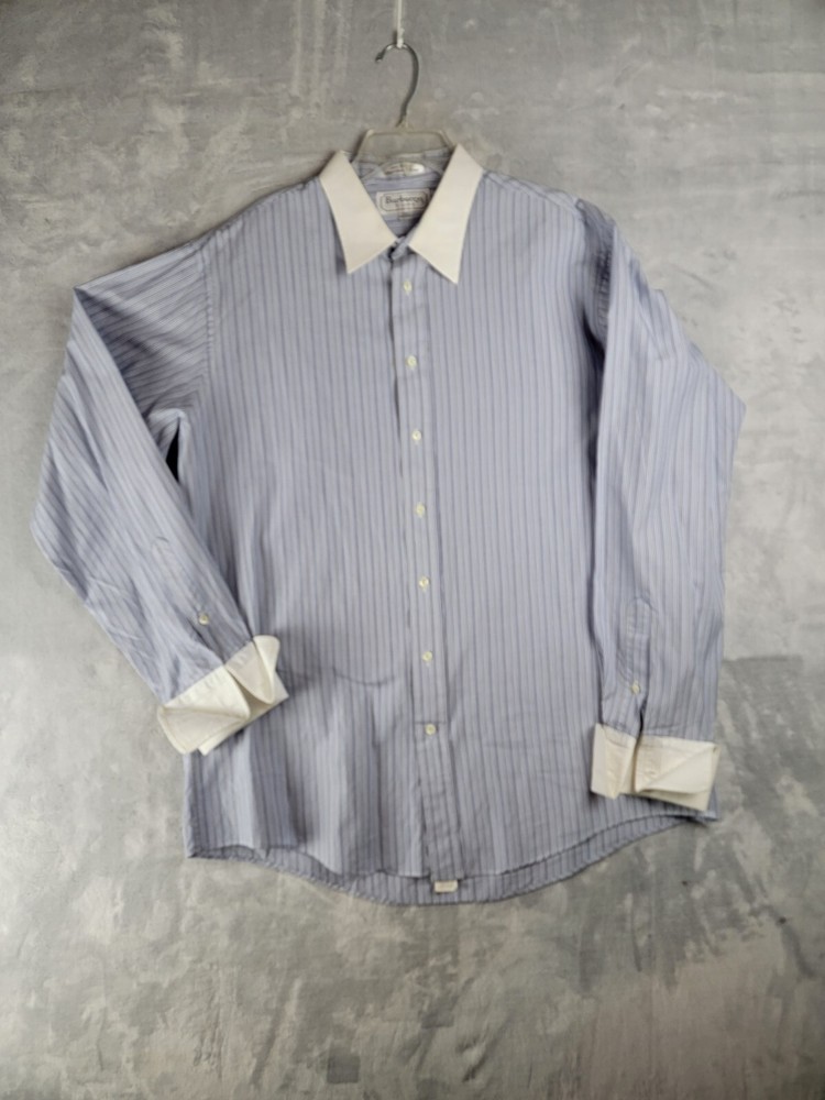 Vintage Burberrys Shirt Mens 17/36 London French Cuffs Dress Business Striped