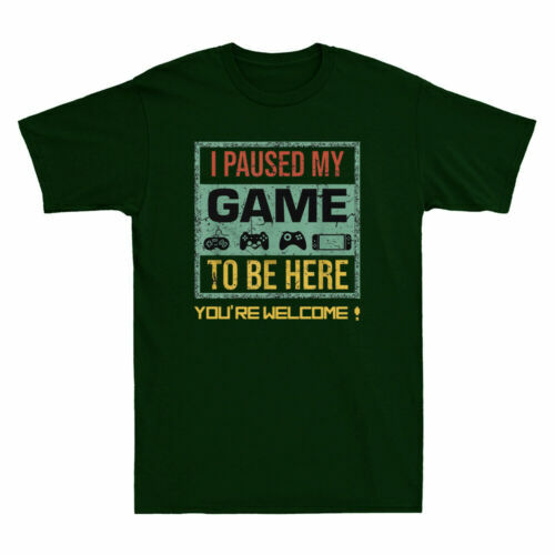 I Paused My Game To Be Here Funny Control Retro Gamer Gift Vintage Men's T-Shirt