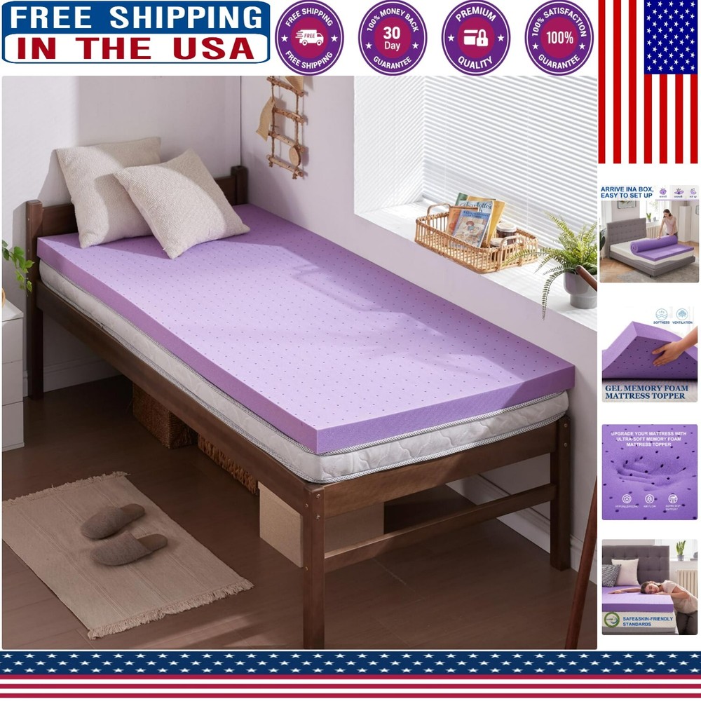 Enhanced Sleep with Twin 2-Inch Gel Foam Mattress Topper - Pressure Relieving