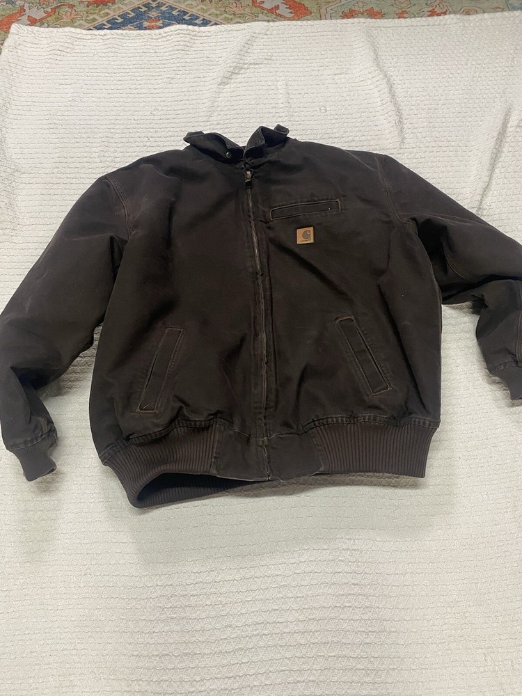 VTG Carhartt Brown Bankston Bomber Jacket with Collar Size 2XL Zip Up Style 101228
