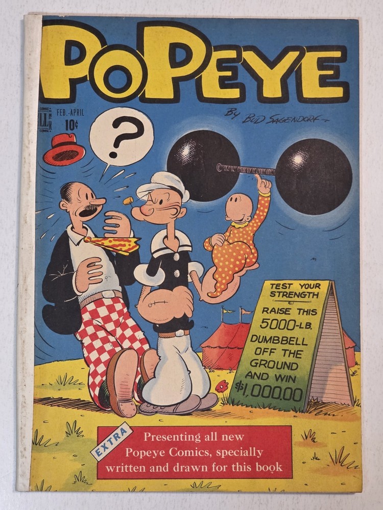 Popeye #1 VG Restored Off White Bud Sagendorf, Dell 1948 Pre-Code Golden Age