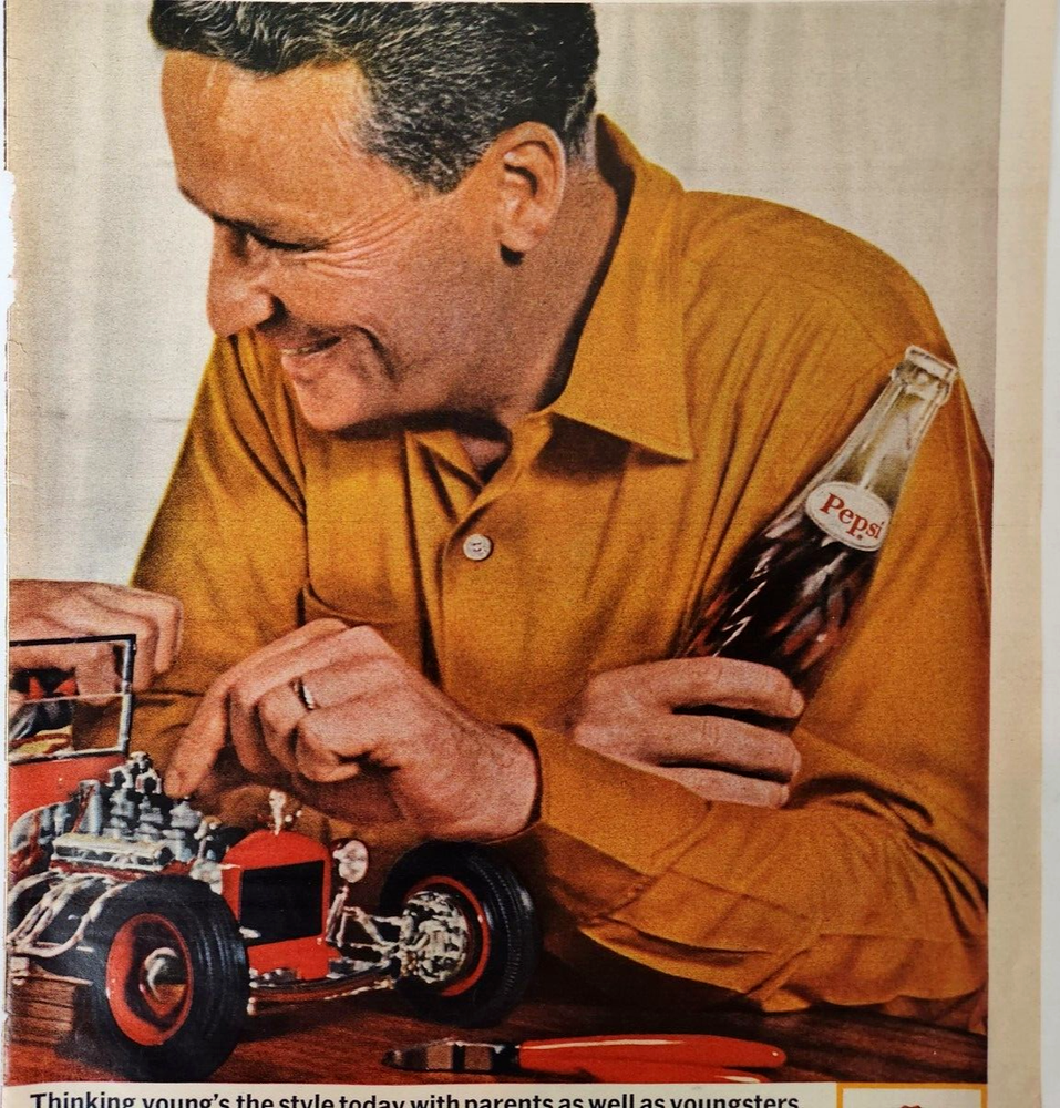 Model Car Hot Rod Pepsi Vintage 1964 Magazine Print Ad Glass Bottle Soda
