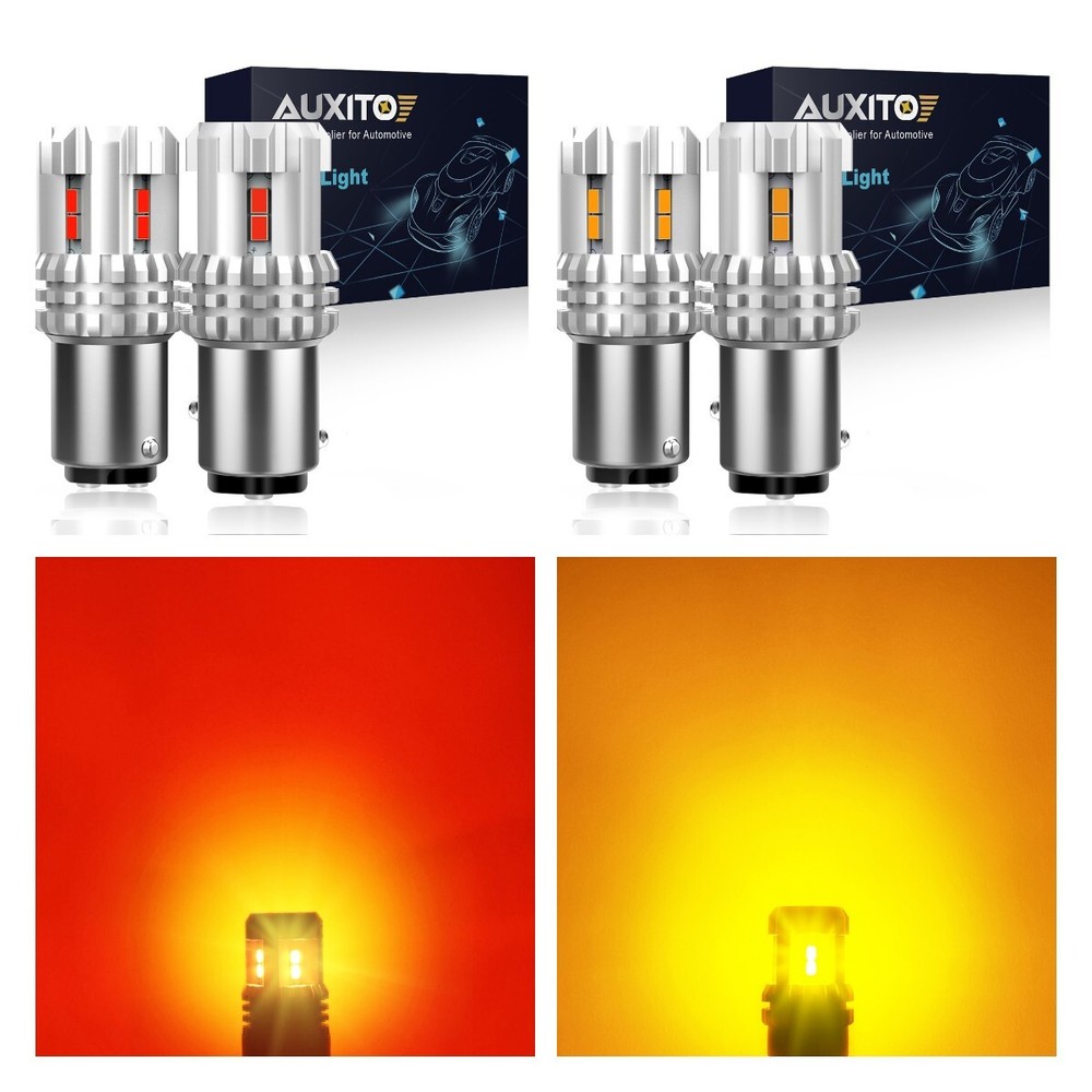 2x 1157 LED Bulbs Red/Amber Tail Stop Brake Turn Signal Light 2057 7528 BAY15D
