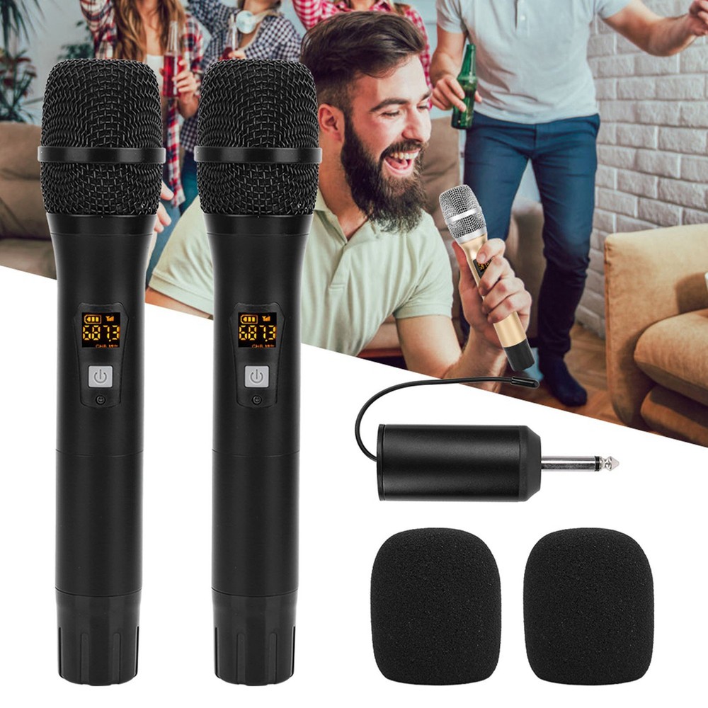 2PCS Wireless Handheld Microphone System with Receiver for Karaoke & Professional Use