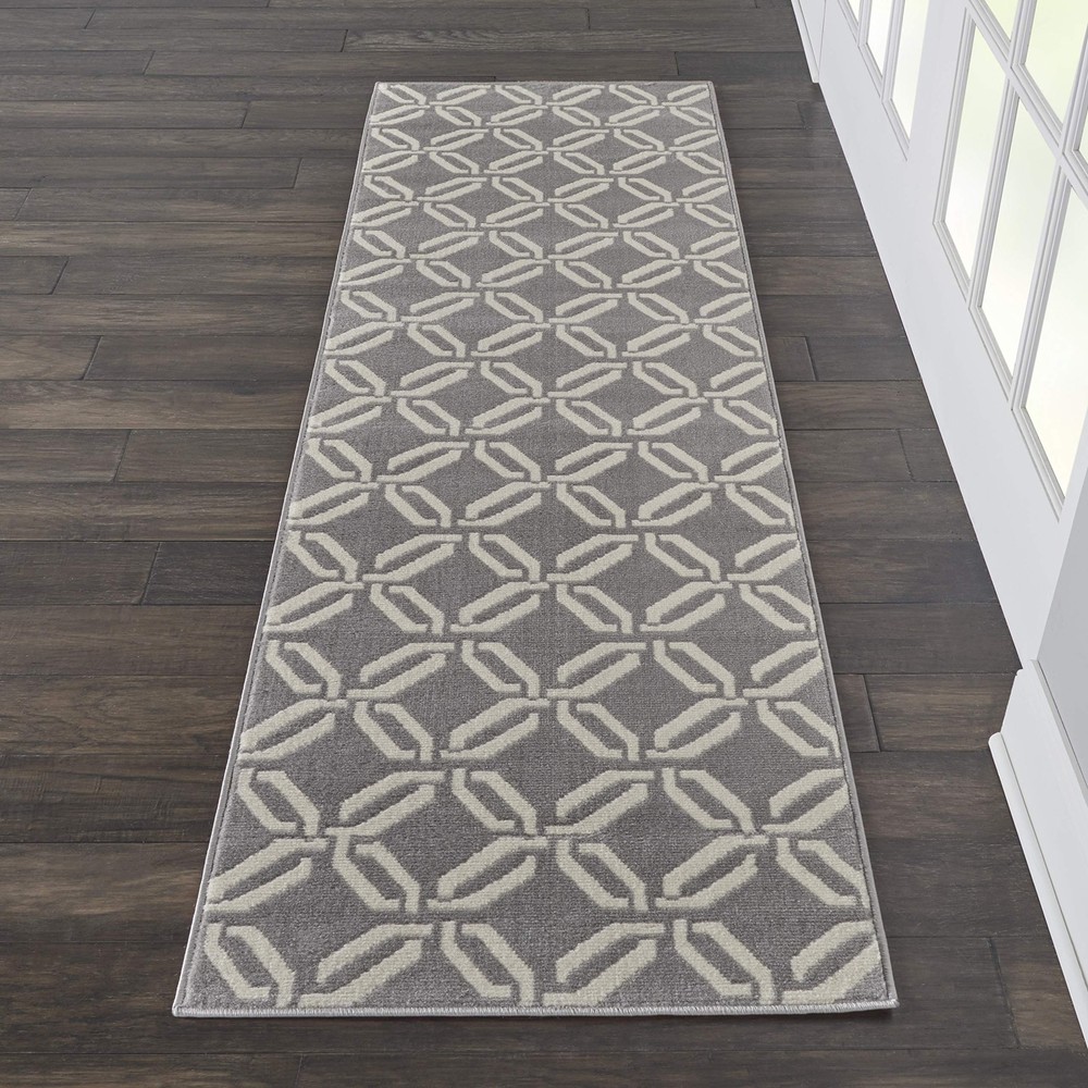 Jubilant Grey 2x7 Area Rug Easy Clean Non-Shedding for Bedroom  