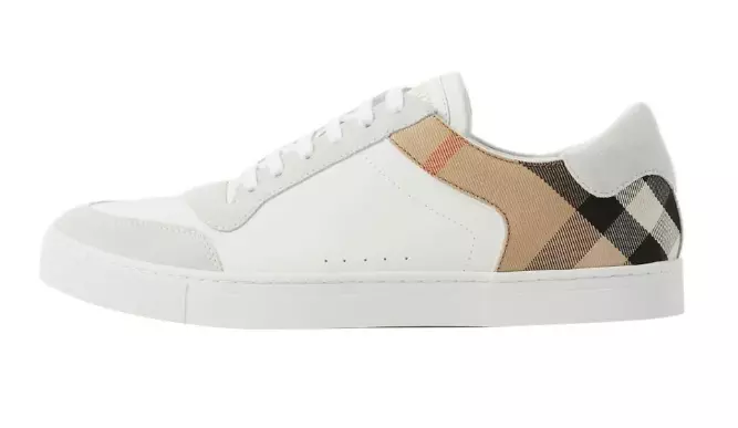 Burberry House Check Suede Leather Athleisure Sneakers Men's White
