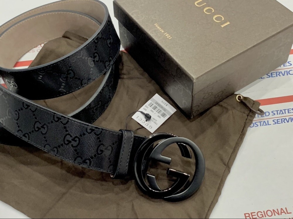 Classic Gucci  Men’s Belt  Black Shiny Canvas  Size 105/42 Fits36-37 Pants/Jeans