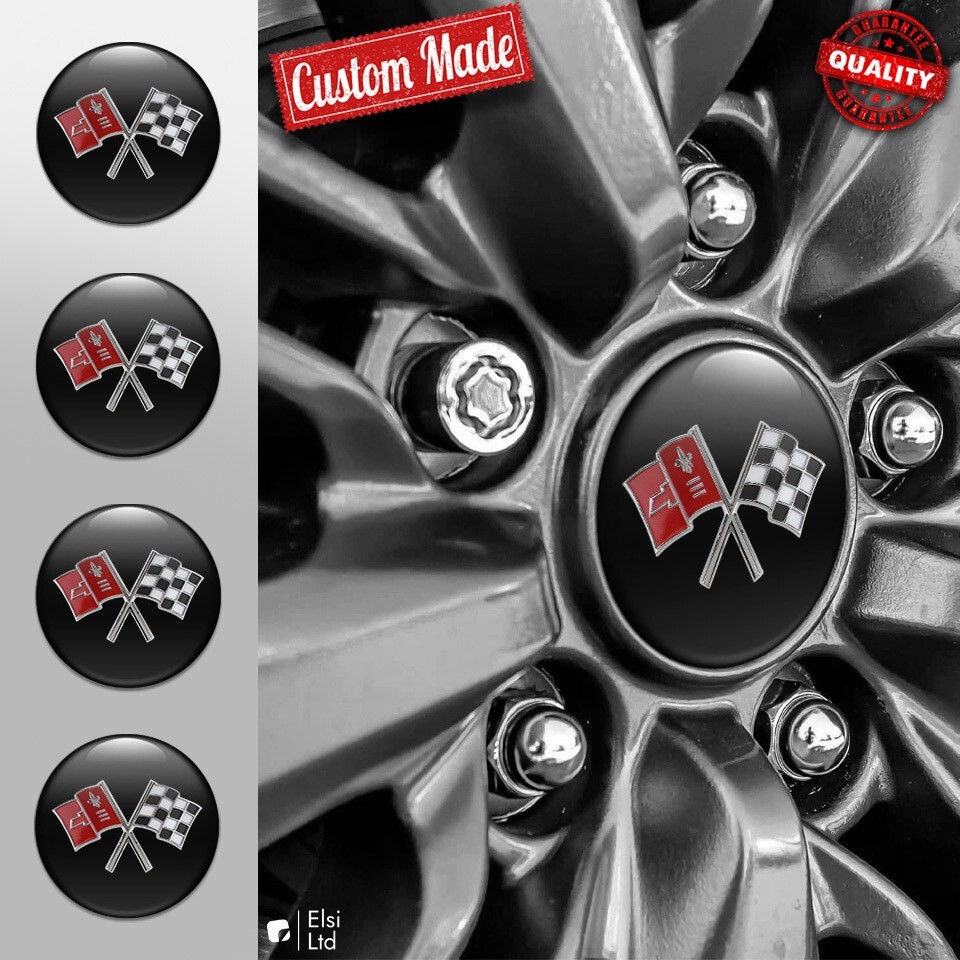 Corvette Wheel Center Cap Decals 4pc Custom Rim Emblem Stickers