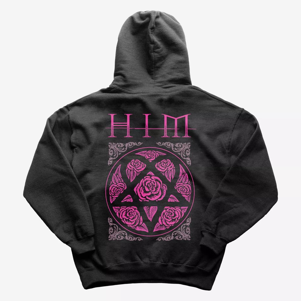 HIM Band Heartagram Unisex Hoodie - Back Print - Gothic Rock Apparel Ville valo