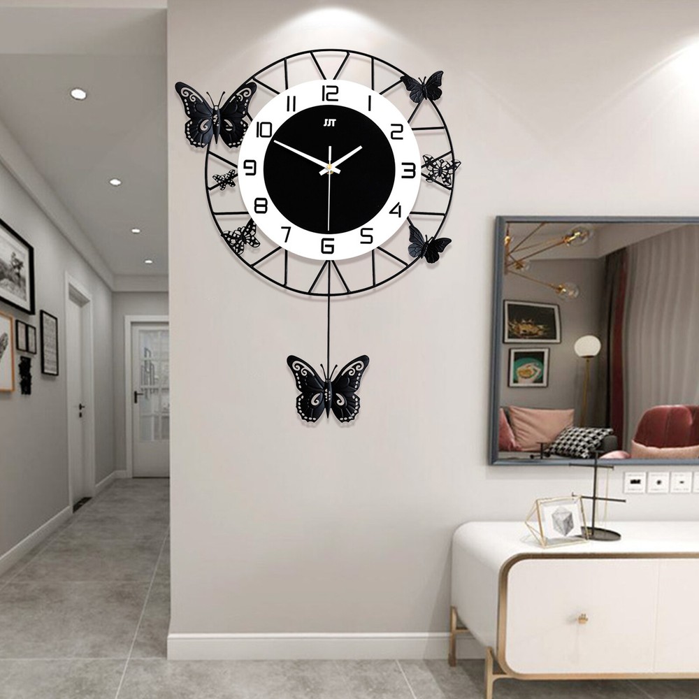 Elegant Large Butterfly Quartz Wall Clock for Living Room or Office
