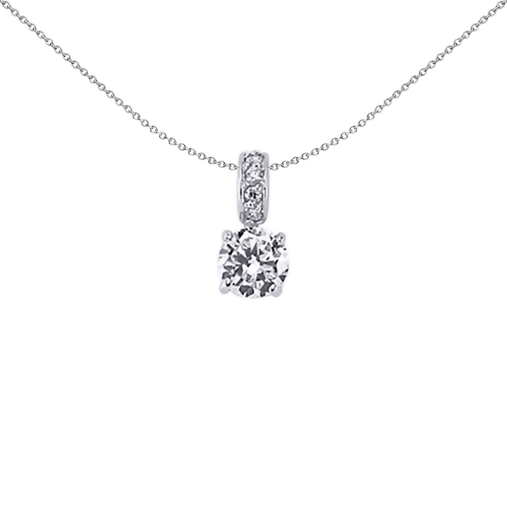 Silver Jewelco London CZ Solitaire Drop Pendant Necklace 18 inch