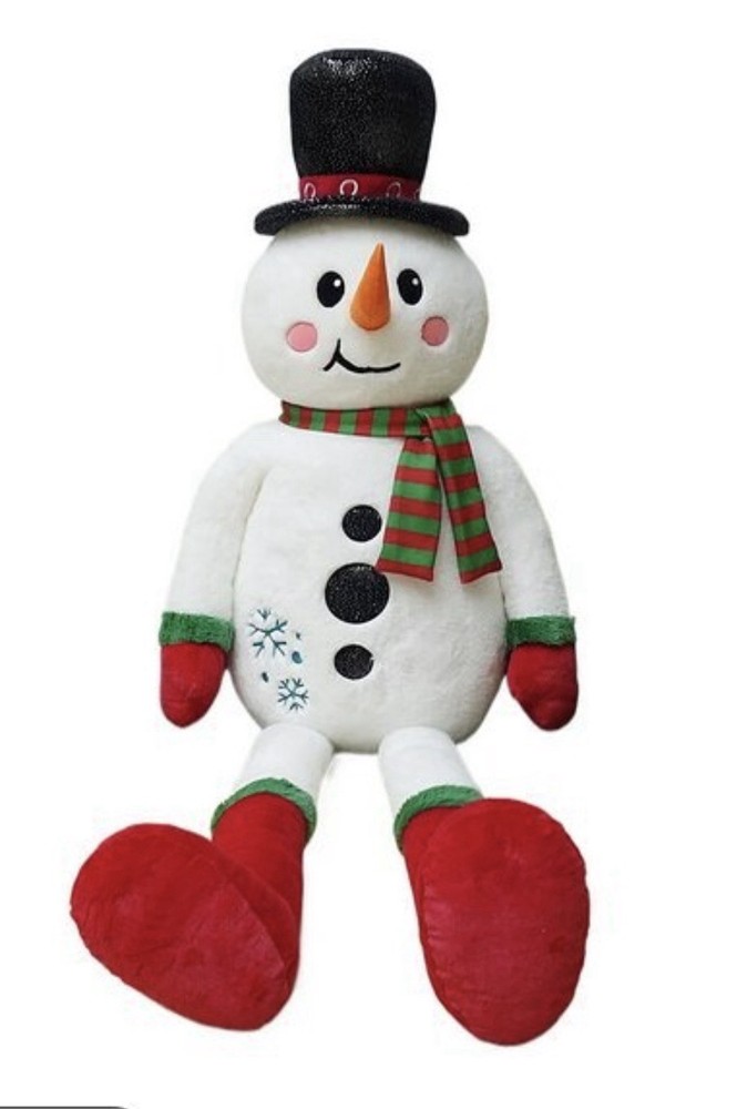 Giant 34.5” Oversized White Snowman Plush Jumbo Soft Christmas Holiday Decor