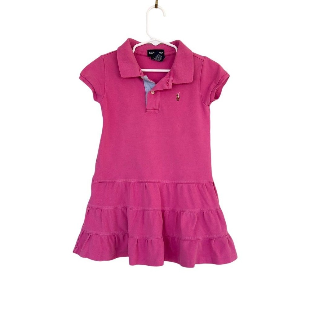 Ralph Lauren Girls Pink Polo Dress Sz 5 Short Sleeve Casual Old Money Sporty