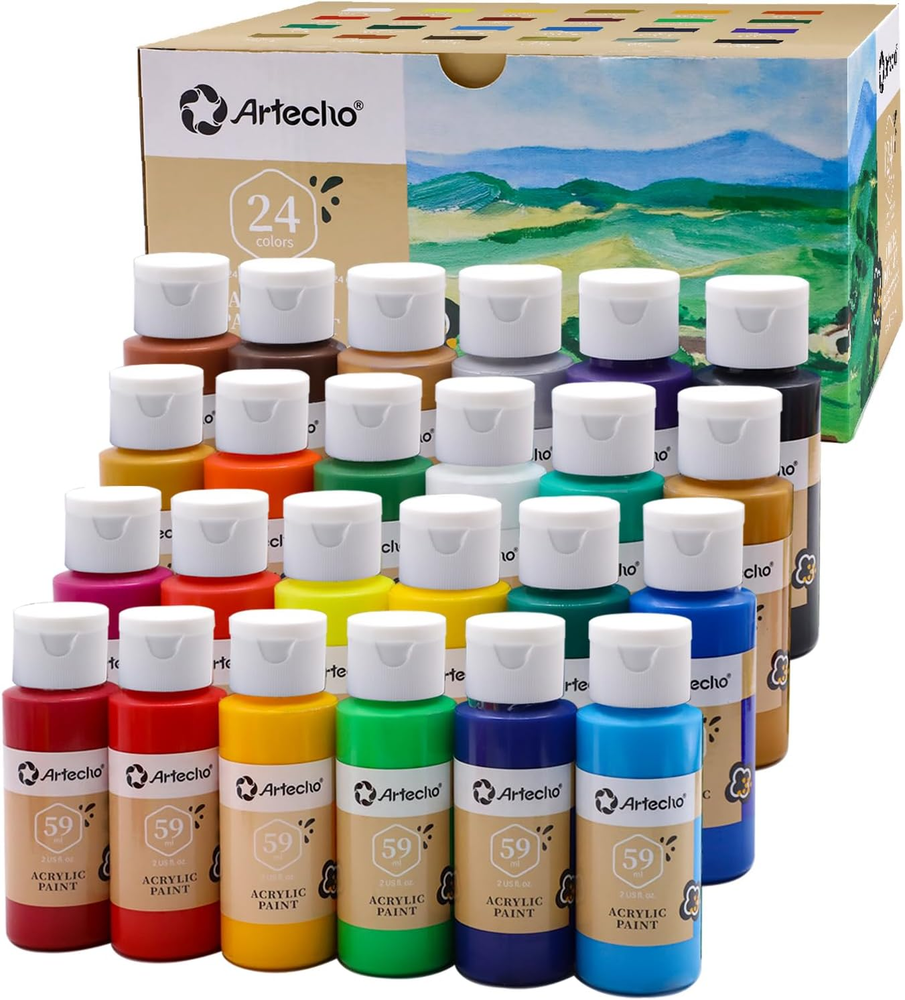 Acrylic Paint Set 24 Colors 2Oz/59Ml, Art Craft Paint for Art Supplies, Paint fo