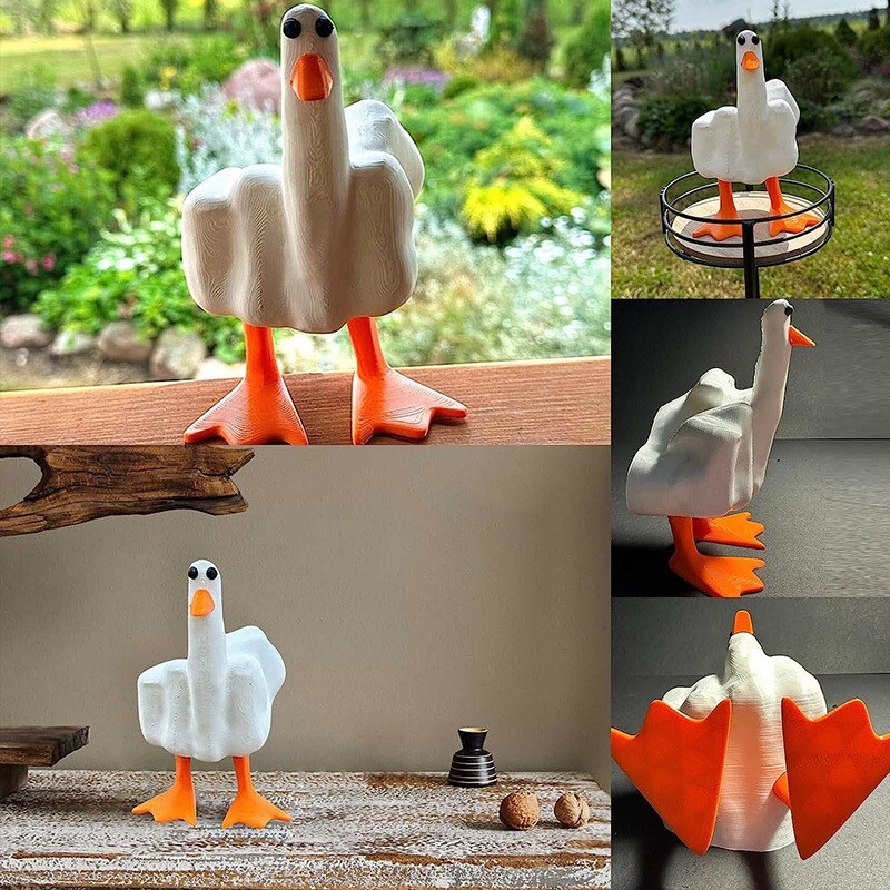 3D Garden Yard Art Decor Duck You Middle Finger Duck Statue Little Duck Figurine