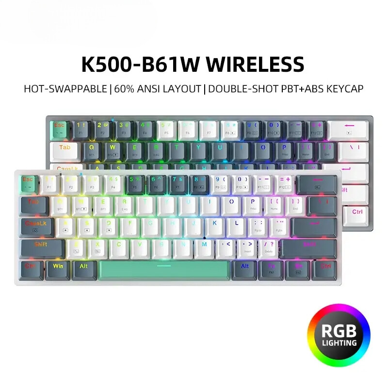 Wireless Mechanical Keyboard Hot-swappable Tri-mode RGB Wireless Gaming Keyboard