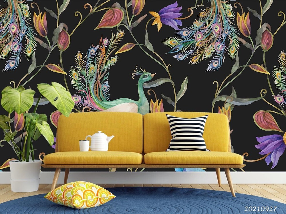 3D Animal Peacock Colorful Floral Wall Murals Wallpaper Murals Wall Sticker 34