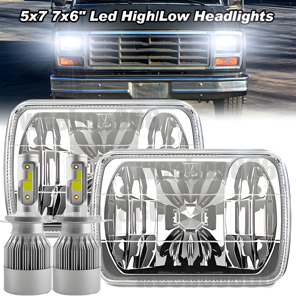 Pair 5x7 7x6 LED Headlights Hi-Lo Beam fit Ford F150 1976-1986 F250 F350 Ranger