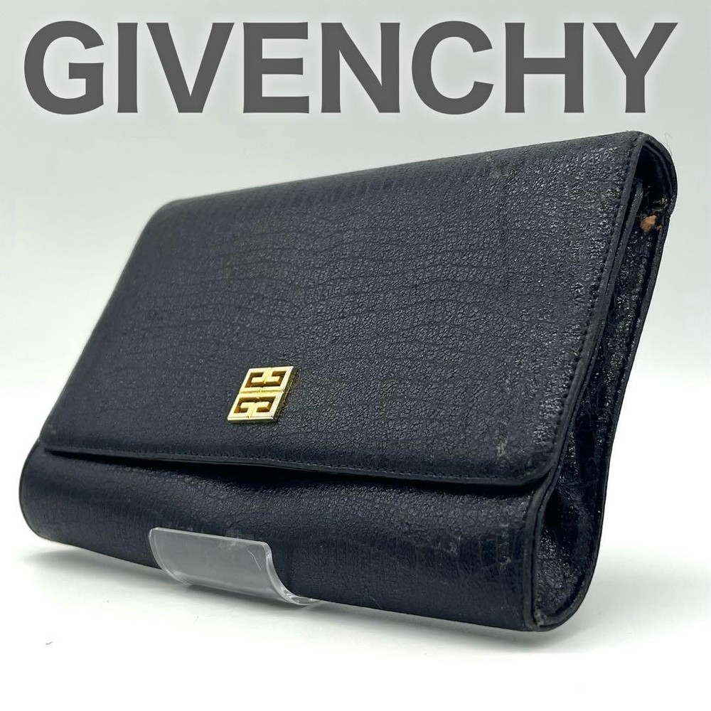 Givenchy 4G logo gold hardware clutch bag black