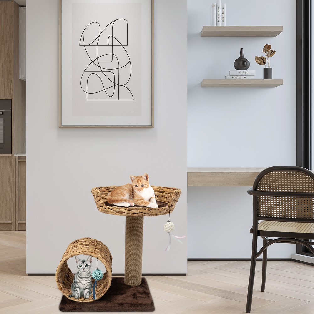 Premium Cat Tree with Scratching Posts, Playhouse & Toy Ball for Kittens