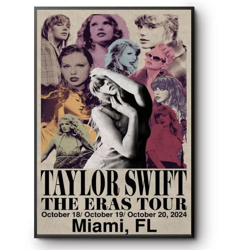 Taylor Swift The Eras Tour On Oct 18-19 2024 Miami Fl Poster