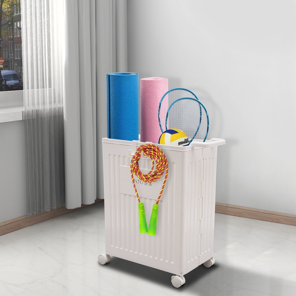 White Collapsible Storage Box with Wheels and Lid - Universal Organizer