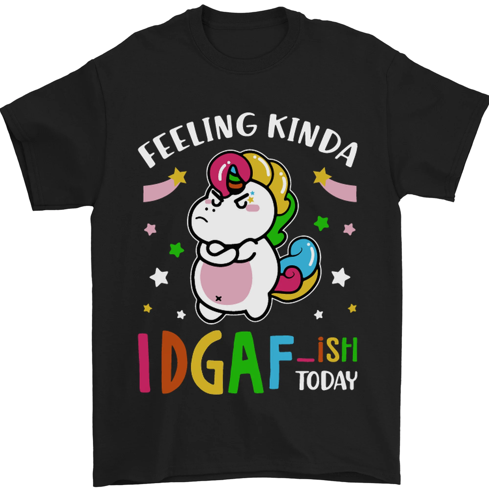 Feeling IDGAF Today Funny Offensive Unicorn Mens T-Shirt 100% Cotton
