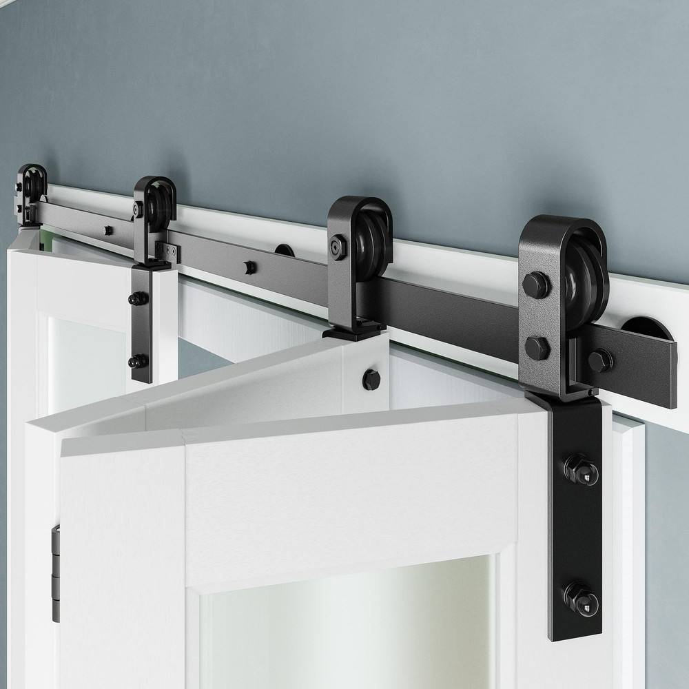 8ft Bifold Barn Door Hardware Kit - Heavy Duty, Easy Assembly, Fits 23'' Doors