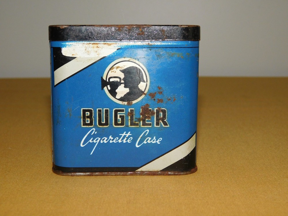 Vintage 3-Inch Bugler Tobacco Tin Retro Cigarette Case Empty Storage