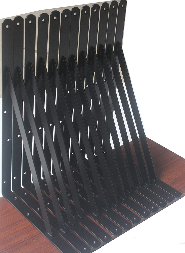 16 Pack 18x12 Inch Heavy Duty Black Metal Shelf Brackets with Screws