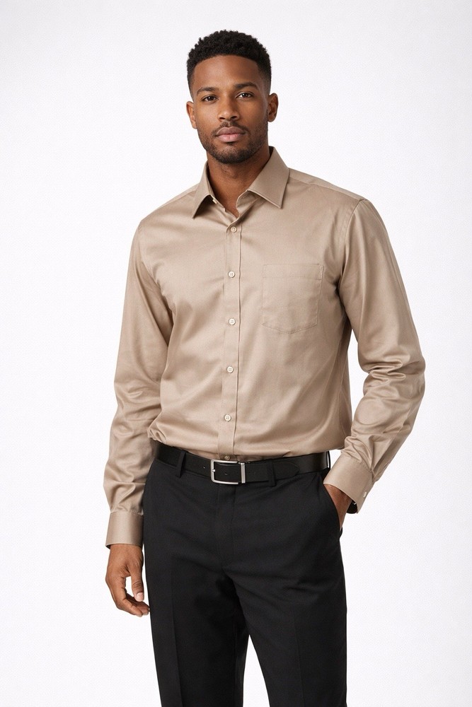 Michael Kors Tan Dress Shirt Mens Size 18 34/35 Button Front Classic