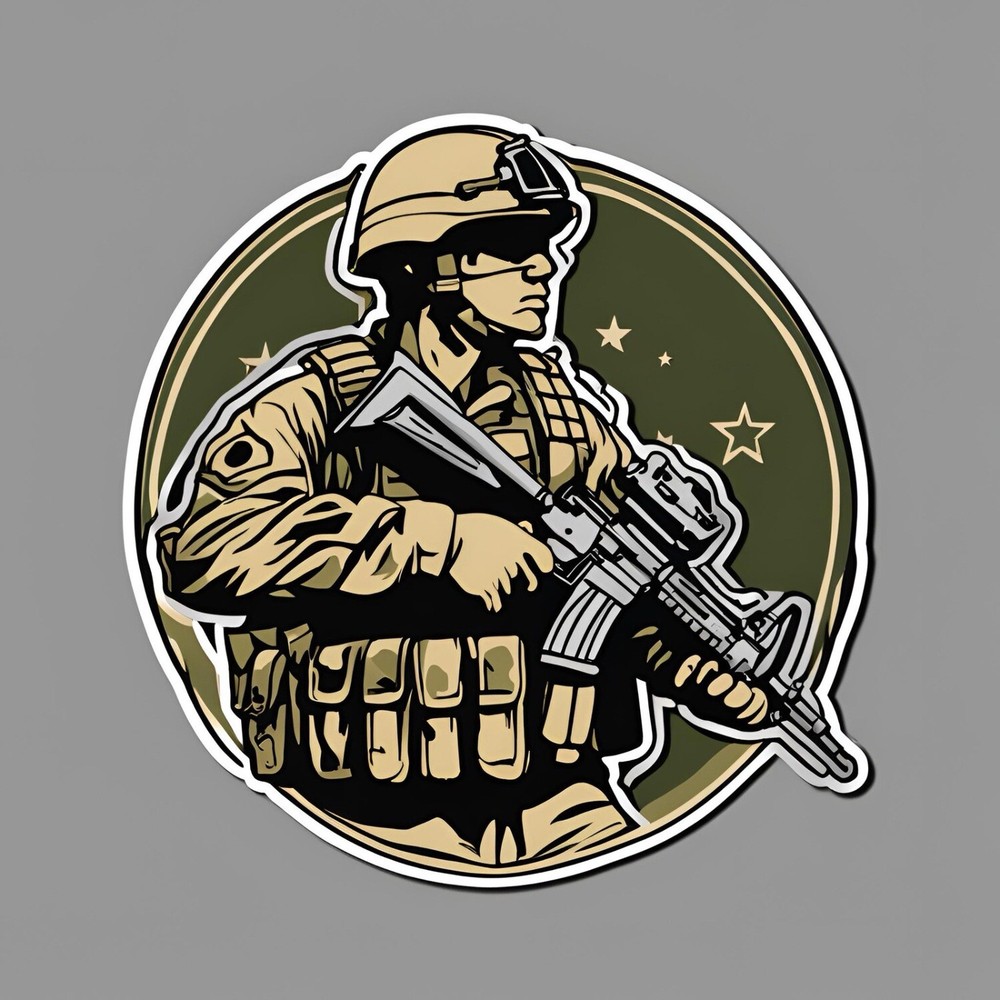 3” Round Army Man AMAZING STICKER! On Sale! Military Cool Sticker